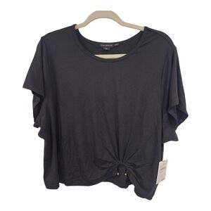 Good American Black Gathered Hem Top GT0626 Plus Size 4XL New With Tags